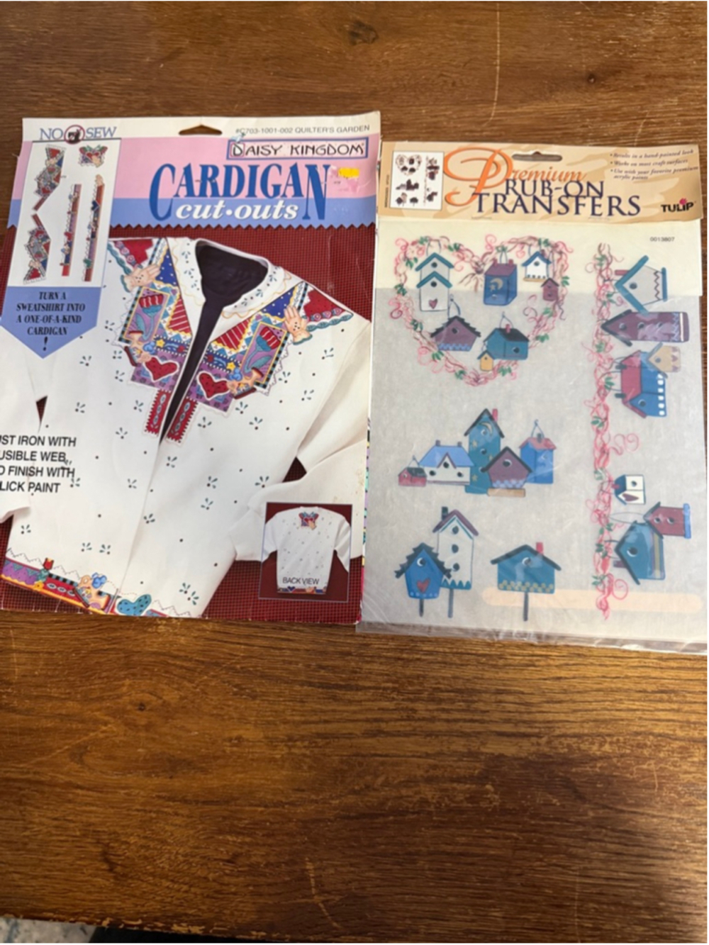 Vintage 1994 Daisy Kingdom Cardigan Cut Outs + Tulip Rub On Transfers NOS Lot